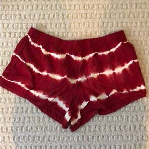 Red and white striped comfy shorts